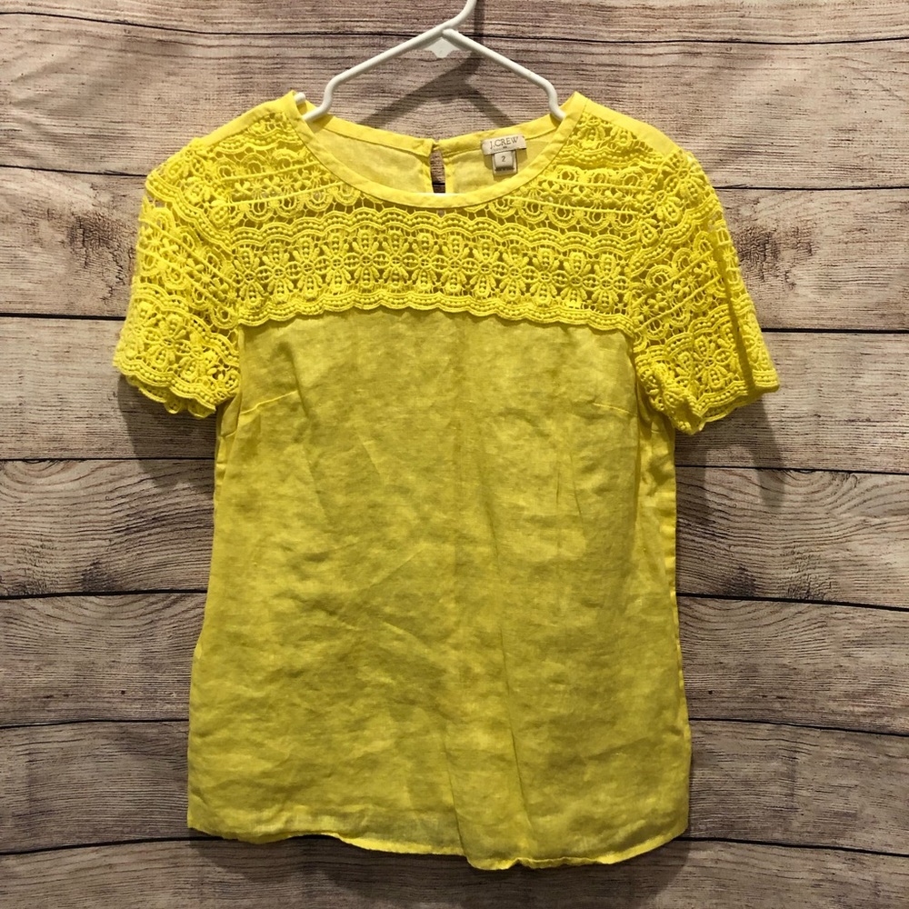 Canary yellow linen J. Crew top